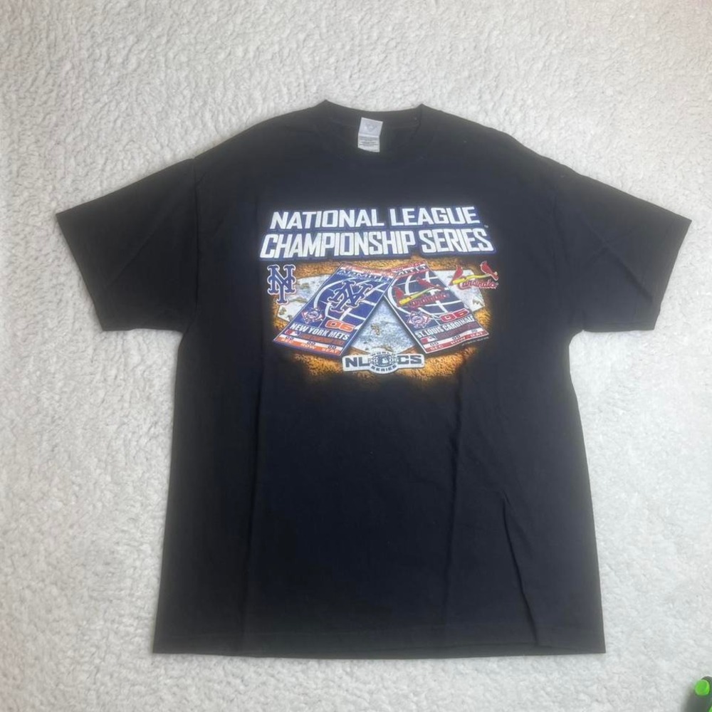 Y2K New York Mets men's black championship series‎ tshirt mlb xl